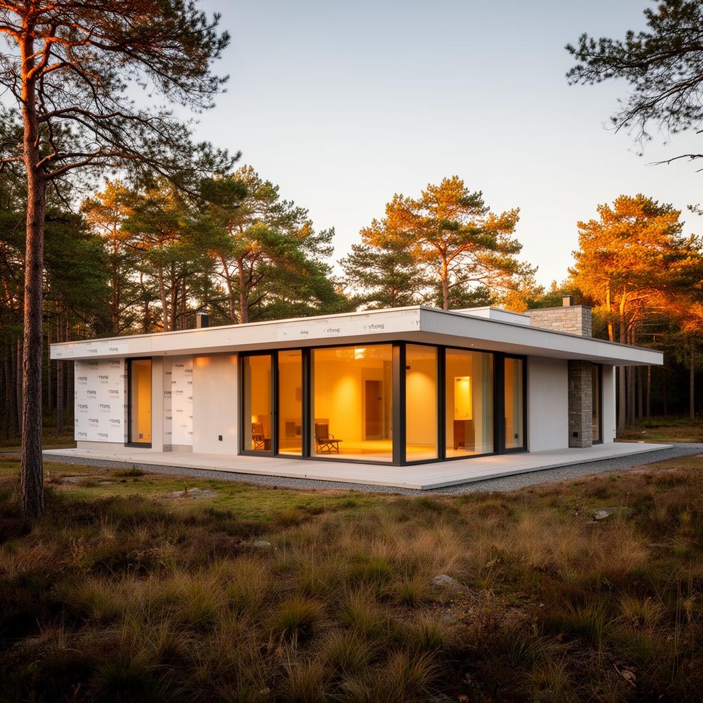 Modernt stenhus byggt med Ytong i Skåne